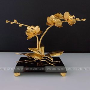 Cây hoa lan mạ vàng 24k để bàn làm việc, quà tặng hoa lan cao cấp
